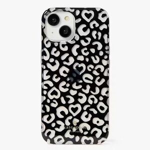 NIB♠️🆕Kate Spade ♠️ 🆕 Graphic Leopard Heart Print iPhone 13/14/15 Case🐆♠️